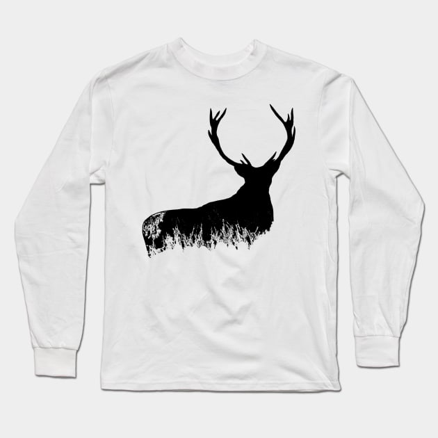 Stag Silhouette Long Sleeve T-Shirt by Simon-dell